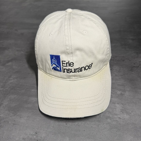 Eerie Insurance Hat Khaki Tan Promo Advertisement Baseball Cap Golf Tennis - Picture 1 of 7